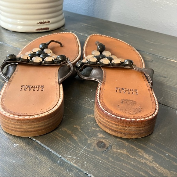 stuart weitzman Sandals 8.5 Thong Summer Slip-on Casual Women’s beaded - Picture 8 of 10
